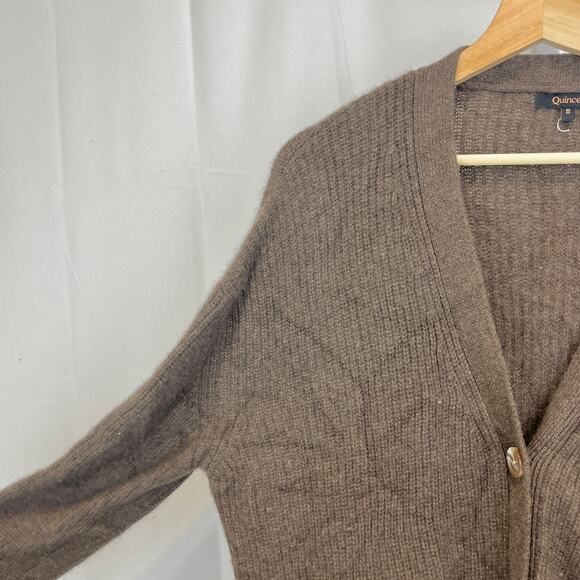 QUINCE Mongolian Cashmere Oversized Boyfriend Cardigan Sweater Brown Size S - Picture 5 of 10